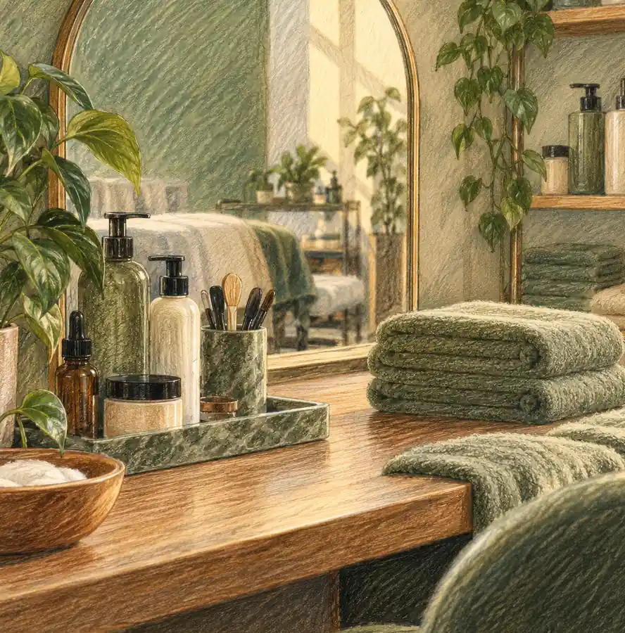 Illustration of beauty businesses equipment and workspace